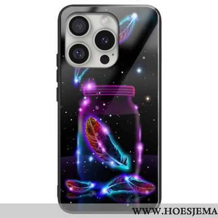 Hoesje iPhone 16 Pro Max Fluorescerende Veer Van Gehard Glas