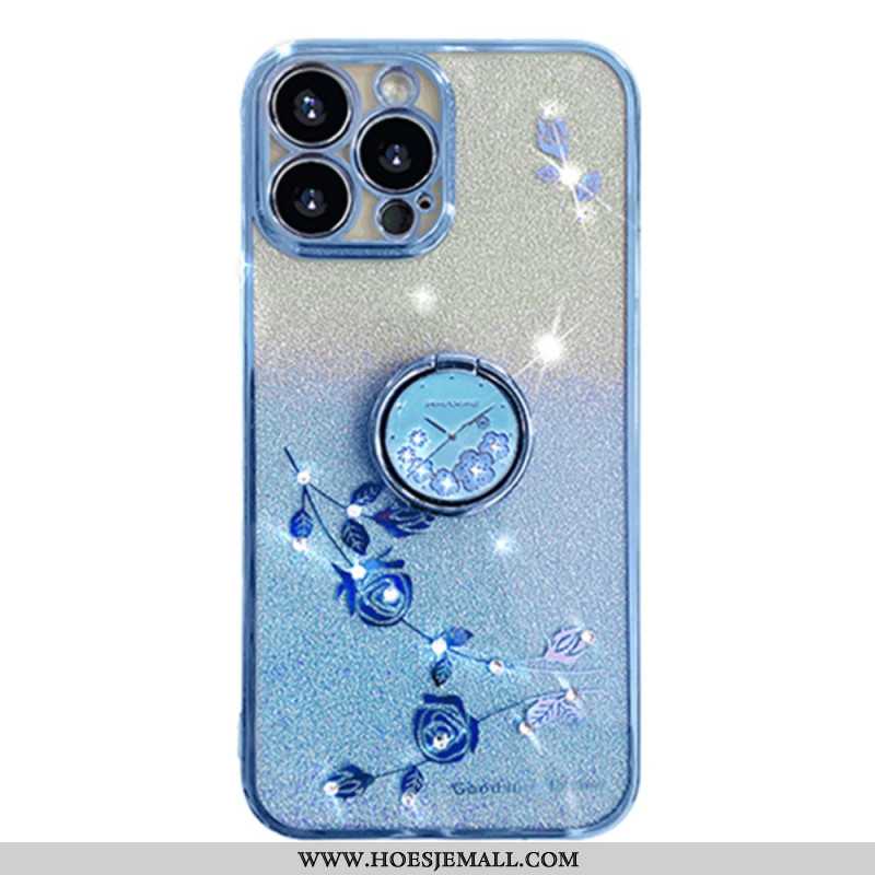 Hoesje iPhone 16 Pro Max Steunring Met Bloem En Strass Kadem