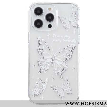 Hoesje iPhone 16 Pro Max Zilveren Vlinders