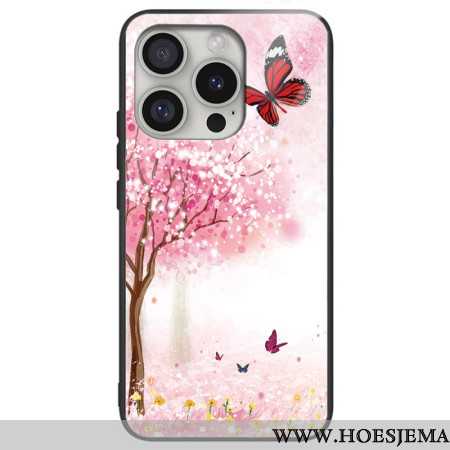 Cover Hoesje iPhone 16 Pro Max Telefoonhoesje Kersenbloesems Van Gehard Glas