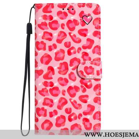 Folio-hoesje iPhone 16 Pro Telefoonhoesje Roze Luipaardband