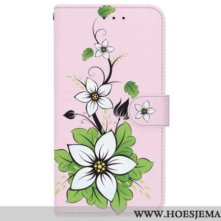 Leren Hoesje Voor iPhone 16 Pro Lelie In String