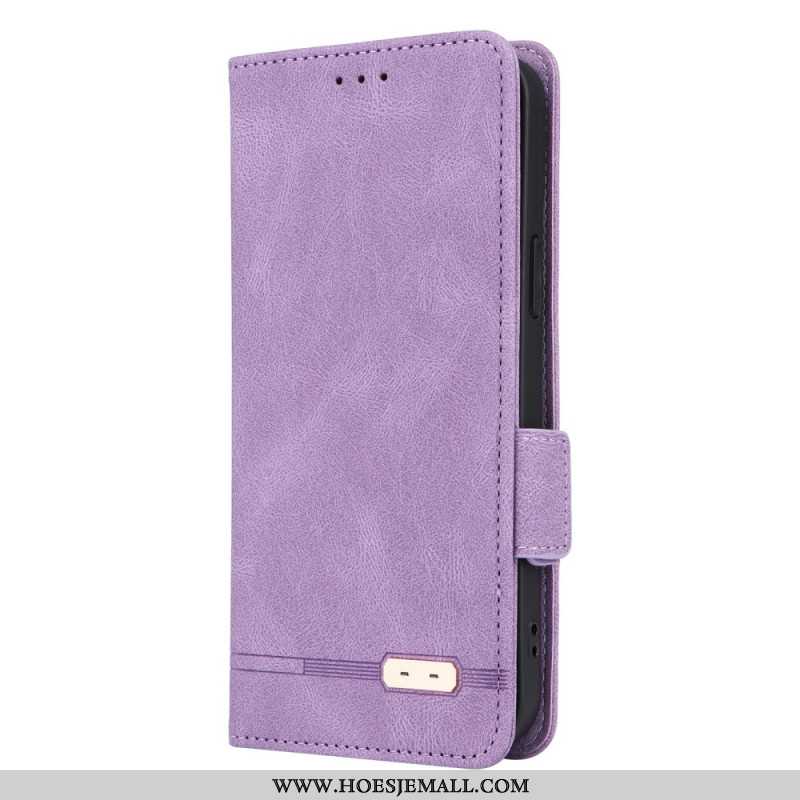 Leren Hoesje iPhone 16 Pro Dubbele Sluiting In Retrostijl Bescherming Hoesje