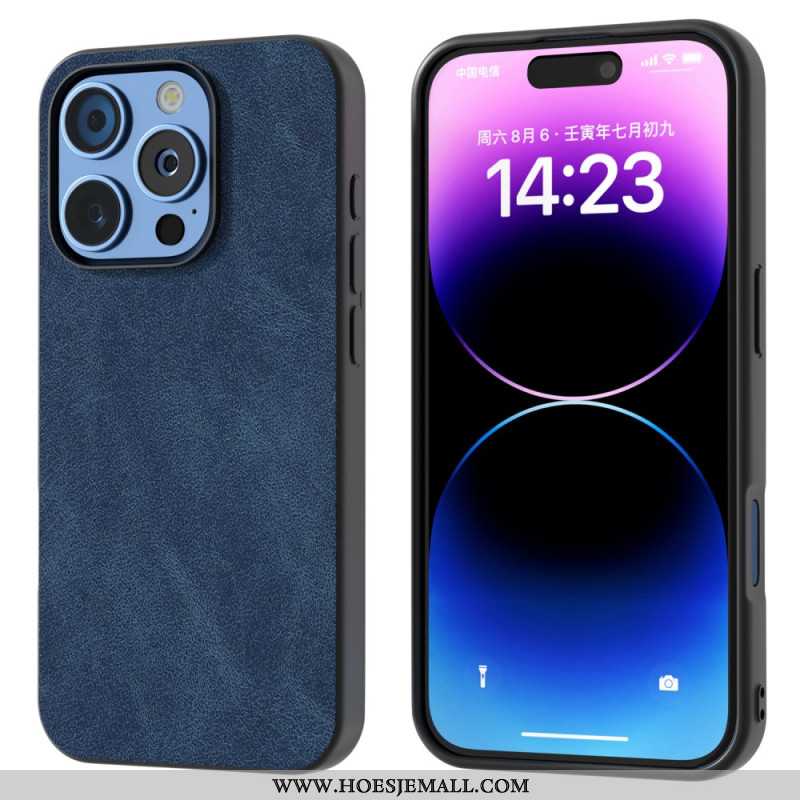 Hoesje Voor iPhone 16 Pro Retro Lederen Stijl