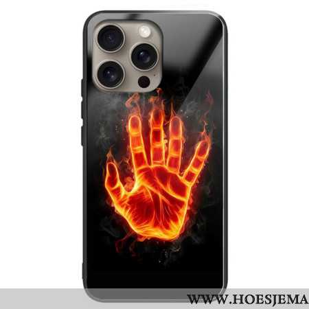 Cover Hoesje iPhone 16 Pro Telefoonhoesje Hand Op Vuurgehard Glas