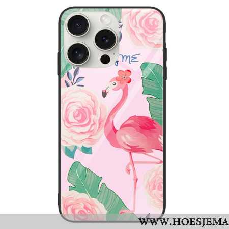 Case Hoesje iPhone 16 Pro Telefoonhoesje Flamingo Gehard Glas