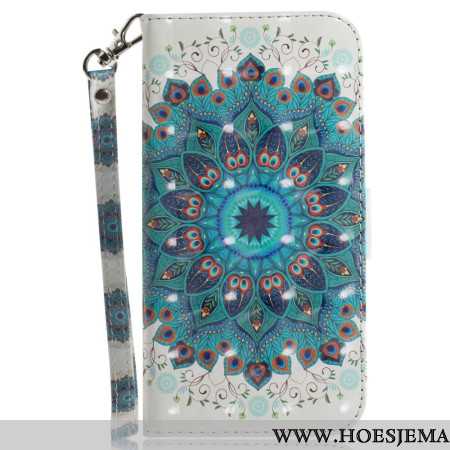 Flip Case Leren iPhone 16 Pro Groene Mandala Met Bandje