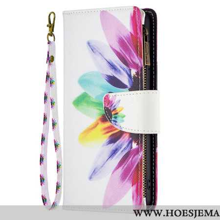 Leren Hoesje iPhone 16 Pro Portemonnee Met Aquarelbloemen Bescherming Hoesje