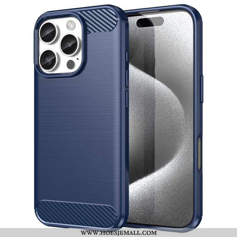 Case Hoesje iPhone 16 Pro Telefoonhoesje Geborstelde Koolstofvezel