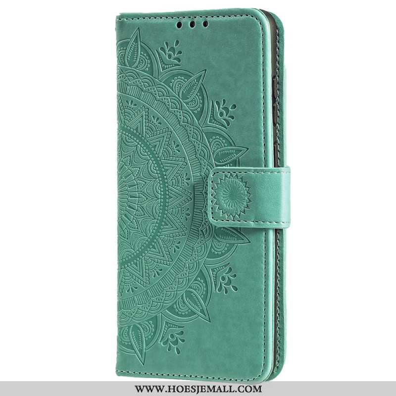 Folio-hoesje iPhone 16 Pro Telefoonhoesje Mandala Zon Met Riem