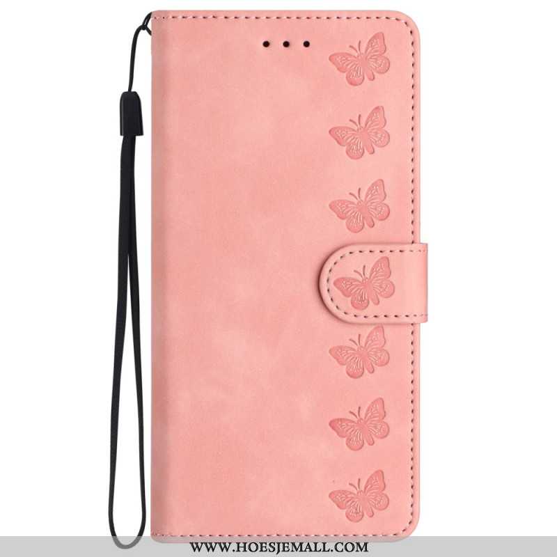 Leren Hoesje Voor iPhone 16 Pro Vlinderfries