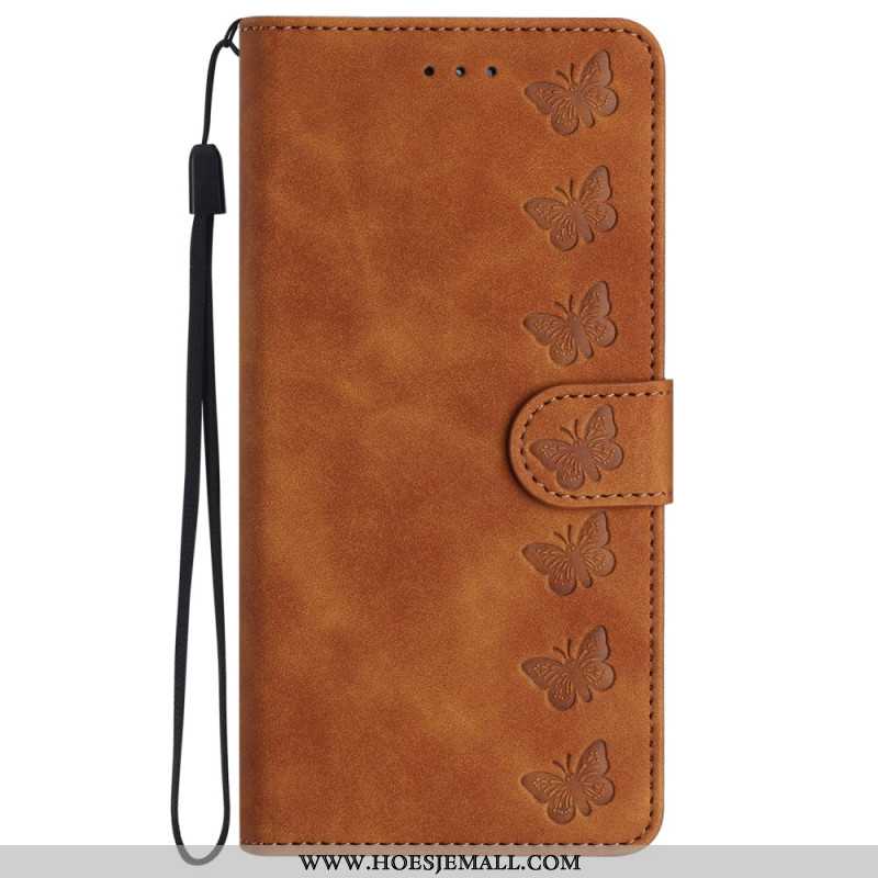 Leren Hoesje Voor iPhone 16 Pro Vlinderfries