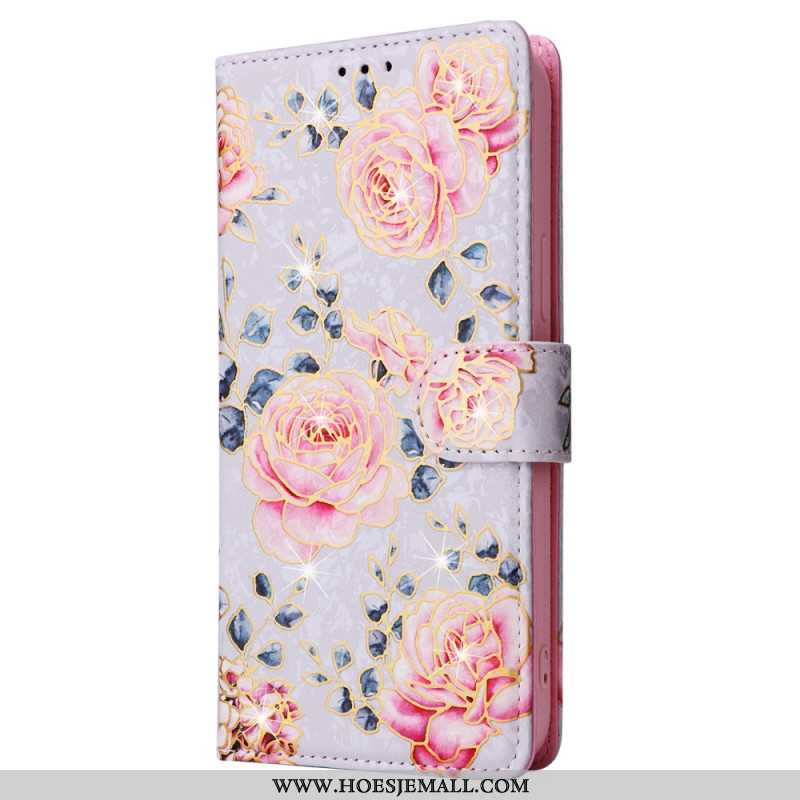 Leren Hoesje Voor iPhone 16 Pro Rfid Blocker-portemonnee Met Bloemenmotief