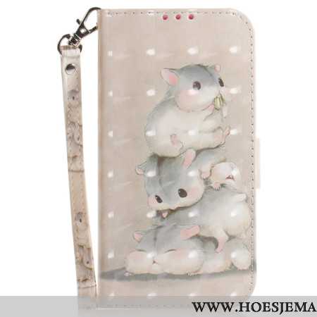 Leren Hoesje iPhone 16 Pro Hamsters Met Riem