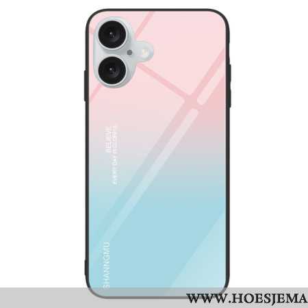 Hoesje Voor iPhone 16 Gradiënt Gehard Glas Roze Blauw