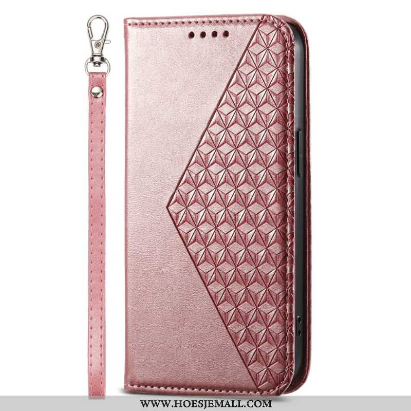 Folio-hoesje iPhone 16 Diamantontwerp Met Riem