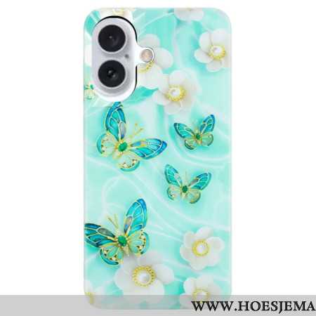 Hoesje iPhone 16 Bloemen En Vlinders