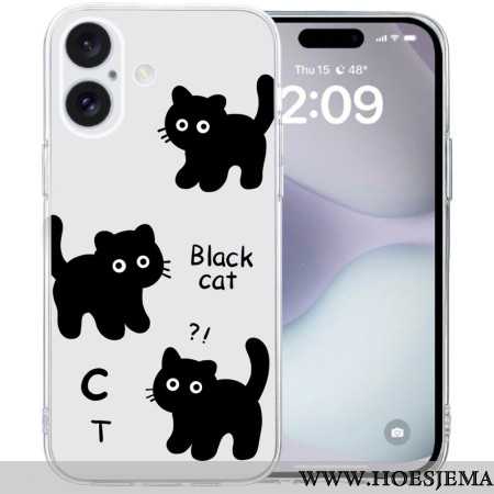 Cover Hoesje iPhone 16 Telefoonhoesje Transparante Rand Zwarte Katten