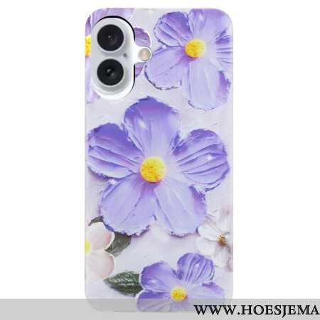 Hoesje Voor iPhone 16 Paarse Bloemen