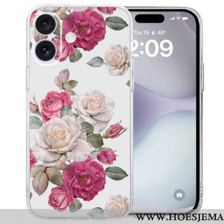 Hoesje iPhone 16 Transparante Borderpioenen