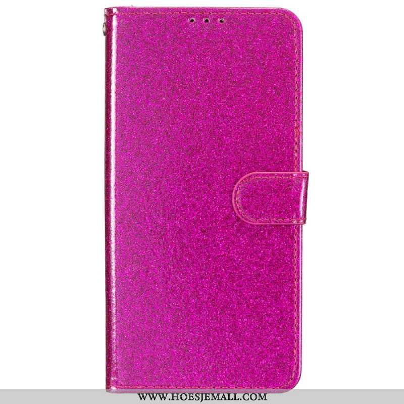 Leren Hoesje iPhone 16 Pailletten Met Bandjes Bescherming Hoesje