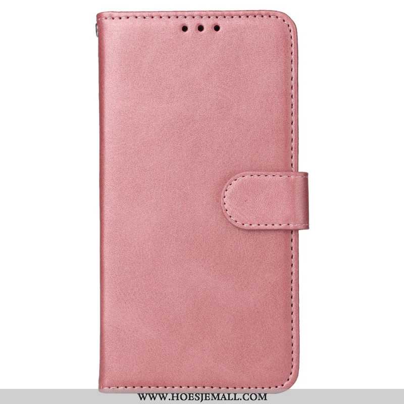 Flip Case Leren iPhone 16 Effen Leerstijl Met Riem