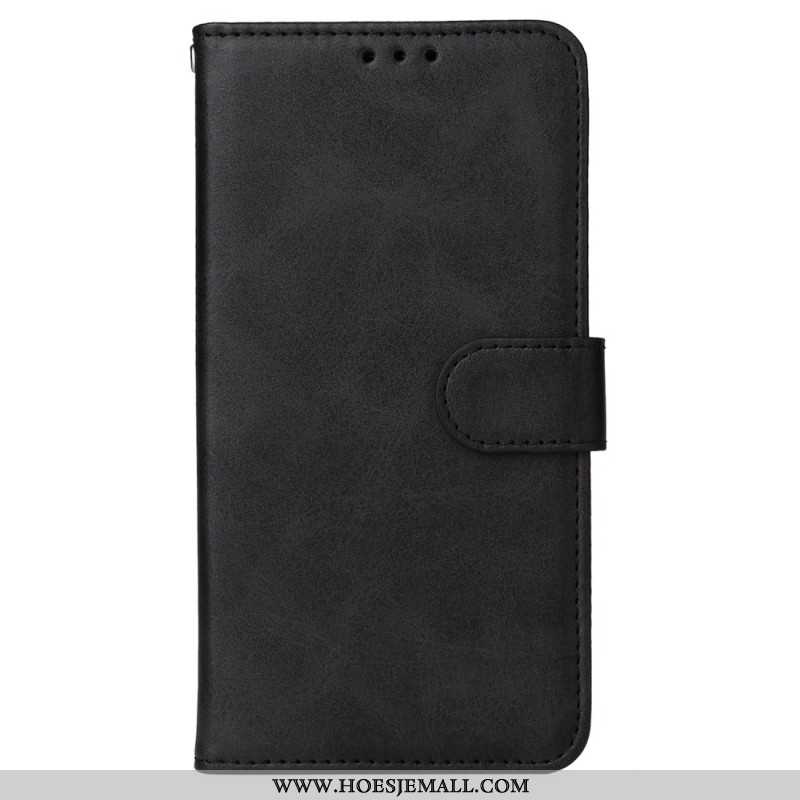 Flip Case Leren iPhone 16 Effen Leerstijl Met Riem