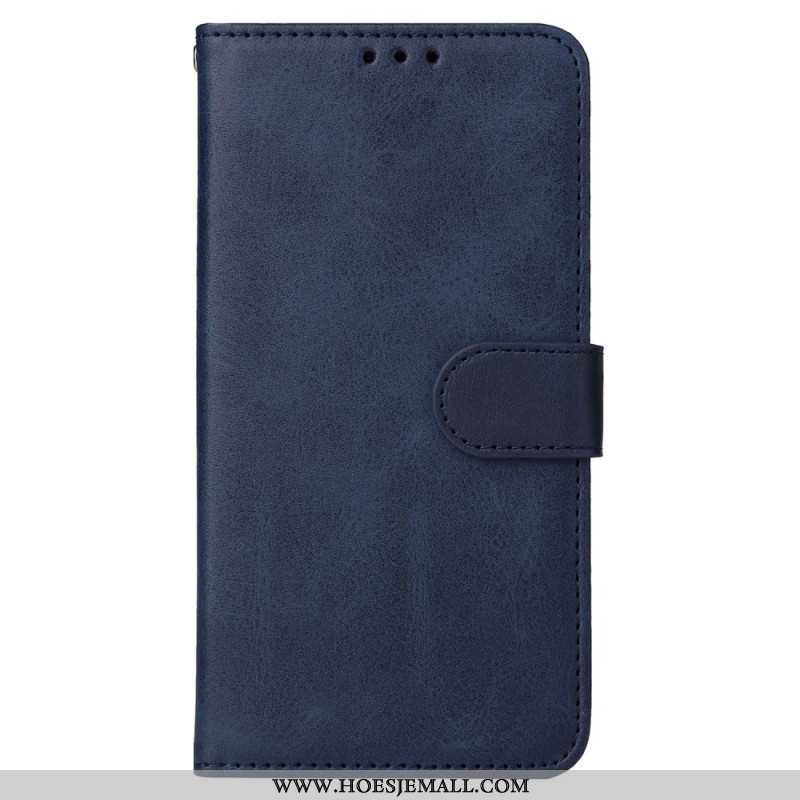 Flip Case Leren iPhone 16 Effen Leerstijl Met Riem